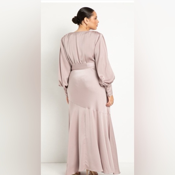 Elegant Mauve Maxi Dress EUC elegant scandigirl satin formal evening silver tan - Picture 3 of 8